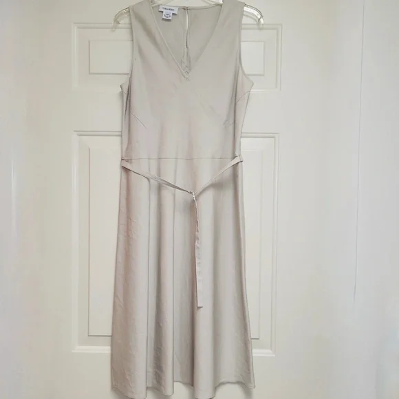 navy blue dress for baby girl Calvin Klein Short Sleeve Belted A-Line Midi Dress